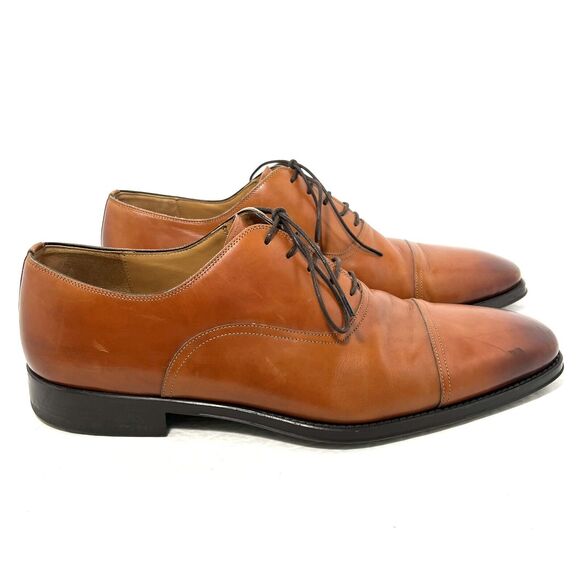 Magnanni Mens Leather Cap Toe Lace Up Oxfords Size 15 Cognac Brown main image 8